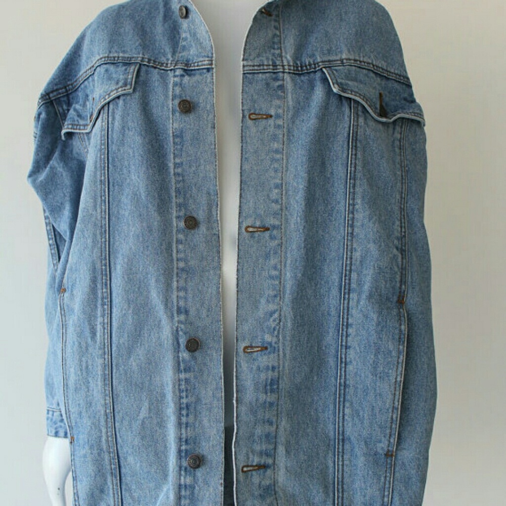 Vintage Denim Thigh Length Duster Coat